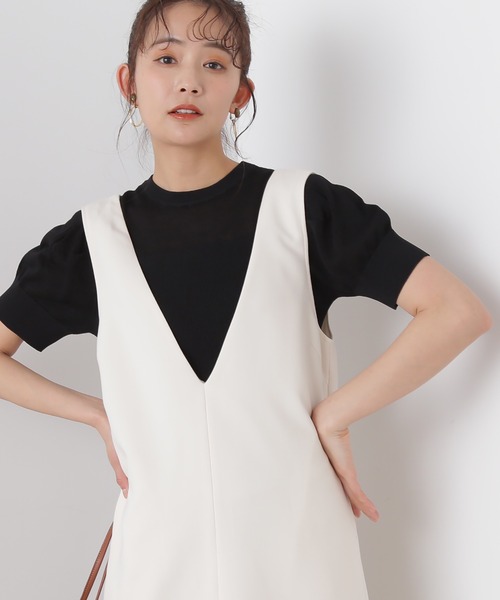 N.（N. Natural Beauty Basic）（エヌエヌナチュラルビューティーベーシック）の「◆シアースリーブアミジキリカエニット（ニット/セーター・レディース・ブラック/ベージュ/ライトグリーン・MEDIUM）」の2枚目の写真