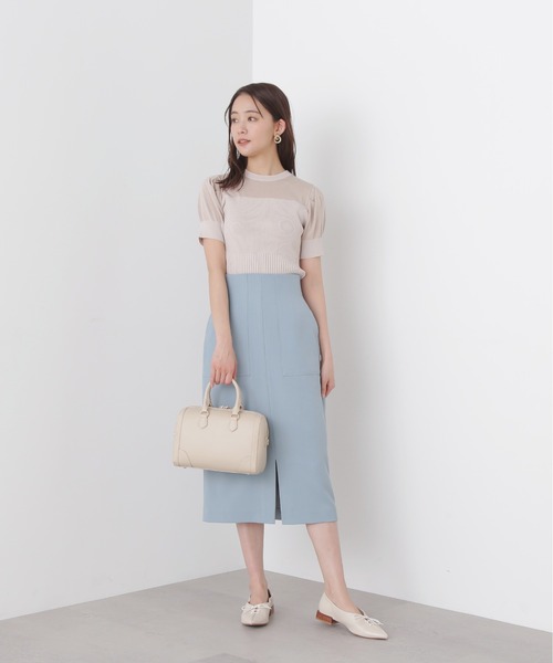 N.（N. Natural Beauty Basic）（エヌエヌナチュラルビューティーベーシック）の「◆シアースリーブアミジキリカエニット（ニット/セーター・レディース・ブラック/ベージュ/ライトグリーン・MEDIUM）」の4枚目の写真