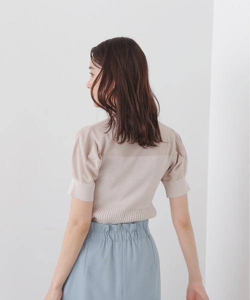 N.（N. Natural Beauty Basic）（エヌエヌナチュラルビューティーベーシック）の「◆シアースリーブアミジキリカエニット（ニット/セーター・レディース・ブラック/ベージュ/ライトグリーン・MEDIUM）」の8枚目の写真