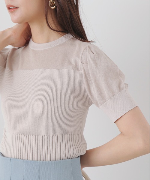 N.（N. Natural Beauty Basic）（エヌエヌナチュラルビューティーベーシック）の「◆シアースリーブアミジキリカエニット（ニット/セーター・レディース・ブラック/ベージュ/ライトグリーン・MEDIUM）」の6枚目の写真