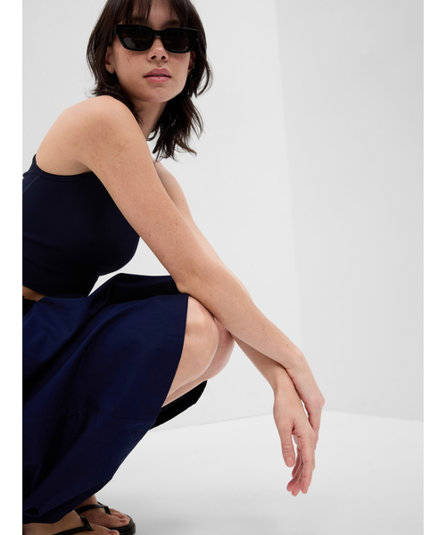 GAP（ギャップ）の「ペーパーバッグ プルオン ミディスカート（スカート・レディース・ホワイト×ネイビー/ブルー系その他/ブラック/ベージュ/ネイビー・L/S/XXS/XS/M）」の11枚目の写真