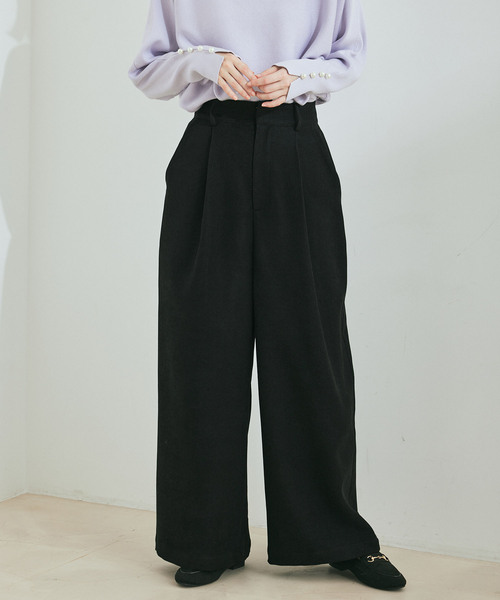 Jayro(ジャイロ)の「起毛ツイルワイドパンツ(その他パンツ・レディース・ブラック/オレンジ/ベージュ・M)」の2枚目の写真