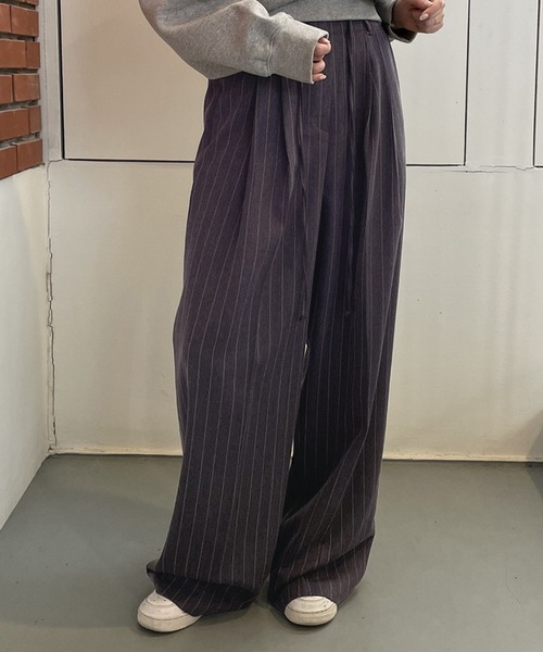 Girly Doll（ガーリードール）の「ピンストライプワイドパンツ（その他パンツ・レディース・アイボリー/チャコール・F）」の18枚目の写真