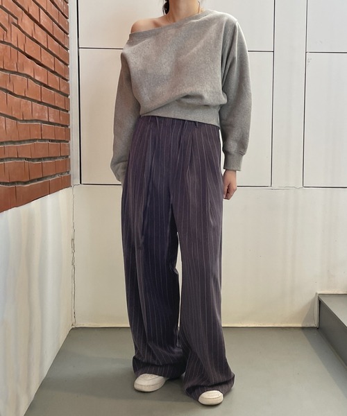 Girly Doll（ガーリードール）の「ピンストライプワイドパンツ（その他パンツ・レディース・アイボリー/チャコール・F）」の15枚目の写真