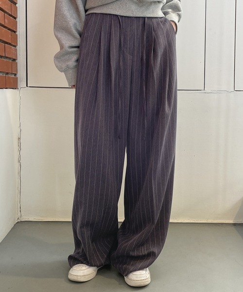 Girly Doll（ガーリードール）の「ピンストライプワイドパンツ（その他パンツ・レディース・アイボリー/チャコール・F）」の11枚目の写真