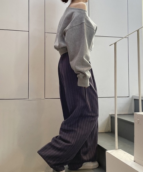 Girly Doll（ガーリードール）の「ピンストライプワイドパンツ（その他パンツ・レディース・アイボリー/チャコール・F）」の19枚目の写真