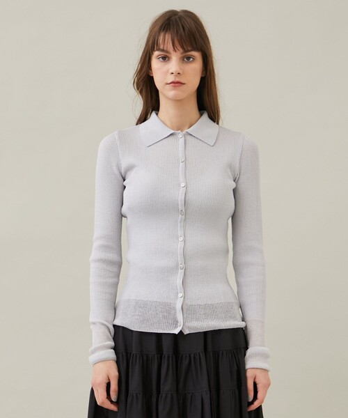 MATURED（マチュアード）の「【MATURED/マチュアード】シアーポロニットカーデ（カーディガン/ボレロ・レディース・ベージュ/ライトグレー・FREE）」の19枚目の写真