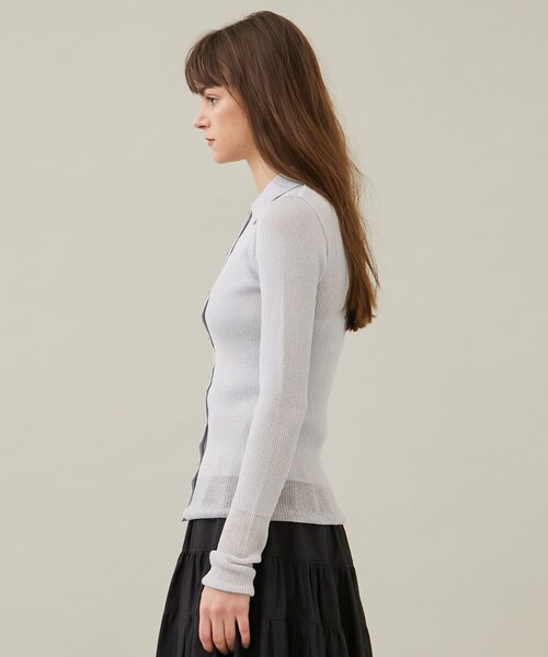 MATURED（マチュアード）の「【MATURED/マチュアード】シアーポロニットカーデ（カーディガン/ボレロ・レディース・ベージュ/ライトグレー・FREE）」の3枚目の写真