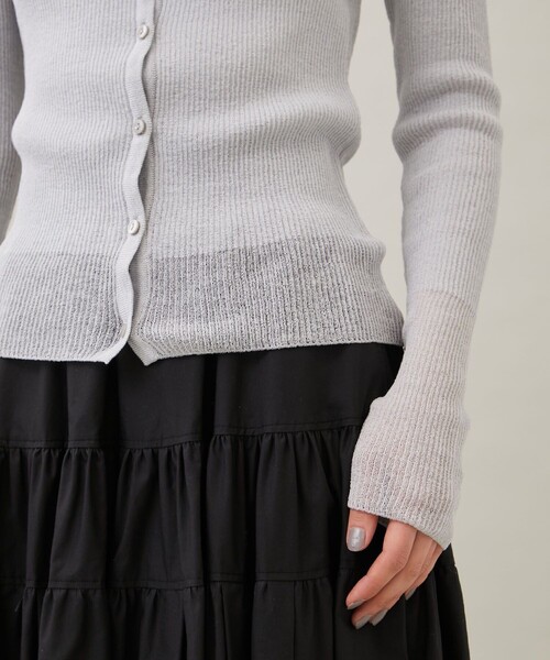 MATURED（マチュアード）の「【MATURED/マチュアード】シアーポロニットカーデ（カーディガン/ボレロ・レディース・ベージュ/ライトグレー・FREE）」の5枚目の写真