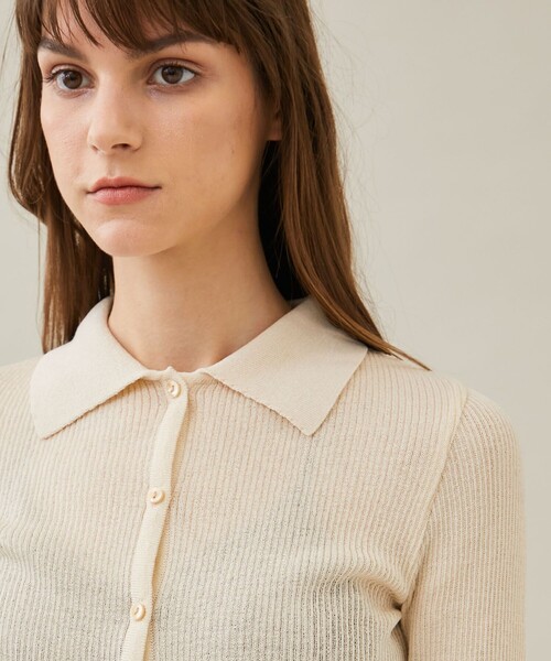 MATURED（マチュアード）の「【MATURED/マチュアード】シアーポロニットカーデ（カーディガン/ボレロ・レディース・ベージュ/ライトグレー・FREE）」の4枚目の写真