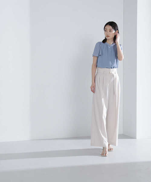NATURAL BEAUTY BASIC（ナチュラルビューティーベーシック）の「◇ハイウエストタックワイドパンツ（その他パンツ・レディース・ベージュ/マスタード・SMALL/MEDIUM）」の5枚目の写真