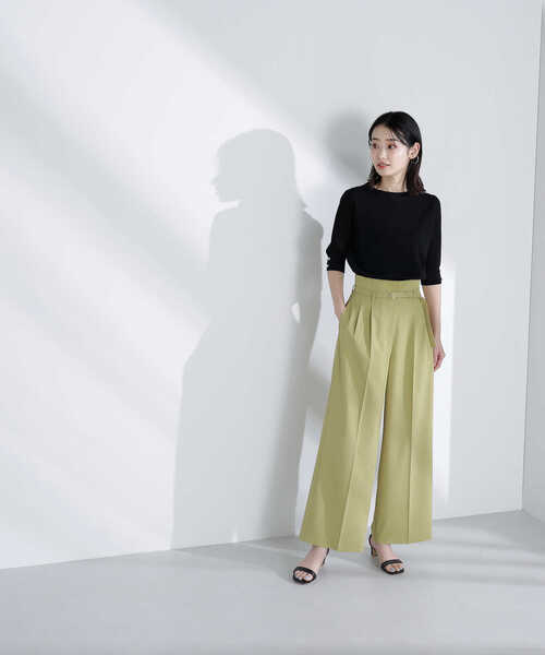 NATURAL BEAUTY BASIC（ナチュラルビューティーベーシック）の「◇ハイウエストタックワイドパンツ（その他パンツ・レディース・ベージュ/マスタード・SMALL/MEDIUM）」の16枚目の写真