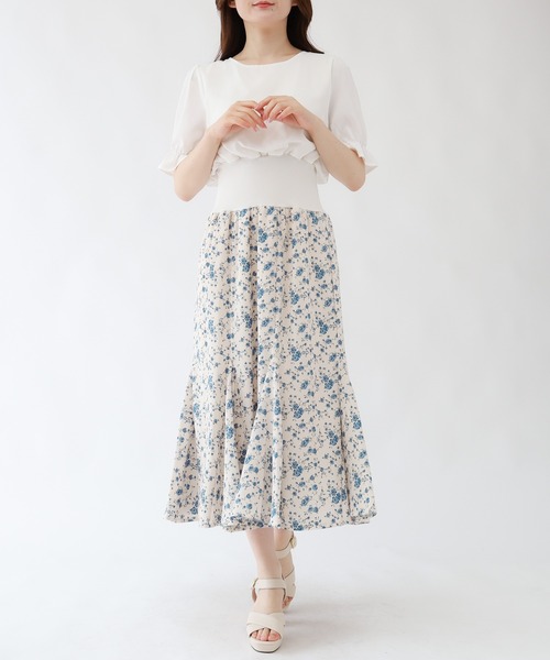 ASTORIA ODIER（アストリアオディール）の「ウエストリブ花柄ワンピース（ワンピース・レディース・ホワイト/アイボリー・SMALL/MEDIUM）」の19枚目の写真