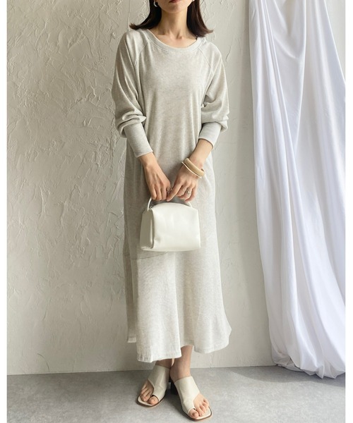 She's Closet(シーズクローゼット)の「カットリブバックオープンティアード切り替え長袖ロングマーメイドワンピース(ワンピース・レディース・ブラック/オートミール・FREE)」の10枚目の写真