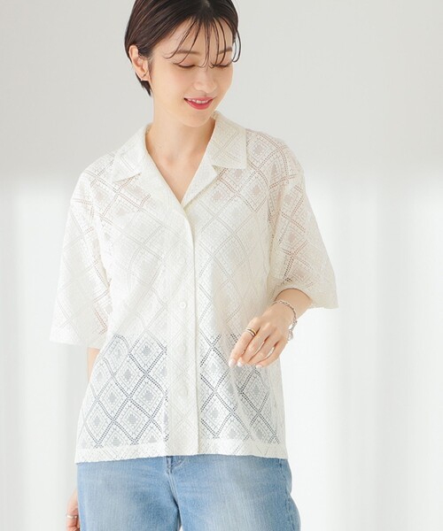 B:MING by BEAMS(ビーミングバイビームス)の「B:MING by BEAMS / 開襟 レース シャツ(シャツ/ブラウス・レディース・オフホワイト/ブラック/ミント・SMALL/MEDIUM)」の16枚目の写真