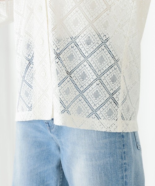 B:MING by BEAMS(ビーミングバイビームス)の「B:MING by BEAMS / 開襟 レース シャツ(シャツ/ブラウス・レディース・オフホワイト/ブラック/ミント・SMALL/MEDIUM)」の5枚目の写真