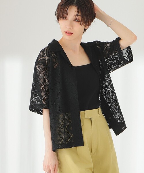 B:MING by BEAMS(ビーミングバイビームス)の「B:MING by BEAMS / 開襟 レース シャツ(シャツ/ブラウス・レディース・オフホワイト/ブラック/ミント・SMALL/MEDIUM)」の3枚目の写真