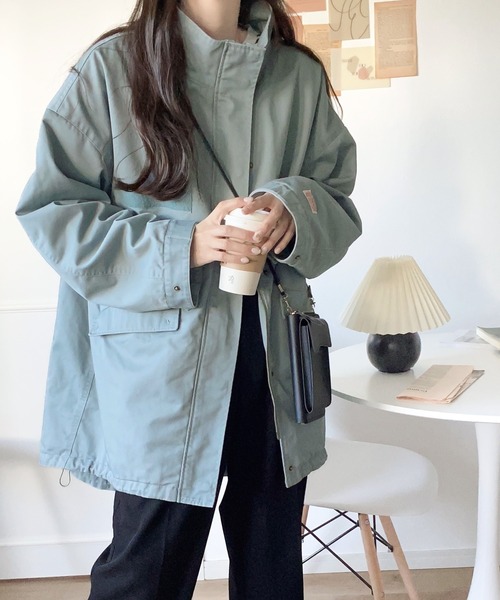 Java（ジャバ）の「《JAVAジャバ 別注》即、お洒落ガール。オーバーサイズミリタリーコート（ミリタリージャケット・レディース・ベージュ/ブラック/グレイッシュブルー・LARGE/MEDIUM/SMALL/X-LARGE）」の10枚目の写真