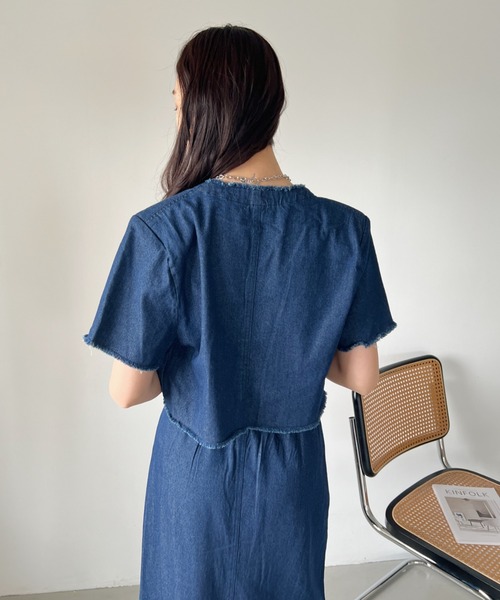 CLEA(クレア)の「【2点SET】フリンジデニムショート丈ジャケット+ロングスカート セットアップ(セットアップ・レディース・ブルー/ライトブルー・M/L)」の19枚目の写真