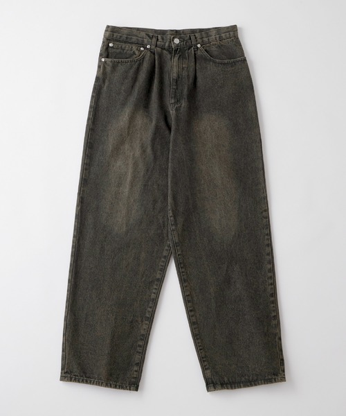 セール】ヴィンテージライクオーバーダイワイドデニムパンツ（デニム