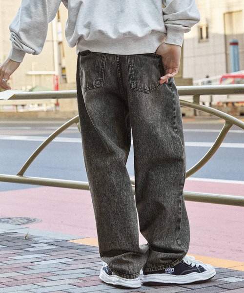 セール】ヴィンテージライクオーバーダイワイドデニムパンツ（デニム