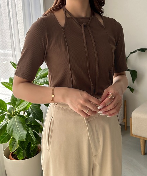 apres jour clair（アプレジュールクレア）の「【apres jour clair】アメスリリブトップス【ZOZOTOWN限定アイテム】（Tシャツ/カットソー・レディース・アイボリー/ブラウン系その他/ベージュ・フリー/X-LARGE）」の14枚目の写真