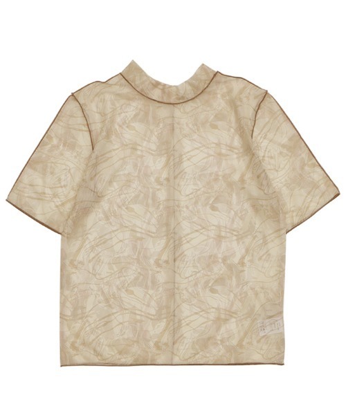 select MOCA（セレクトモカ）の「2WAYニュアンスプリントハイネックシアートップス（Tシャツ/カットソー・レディース・ブルー/イエロー/ベージュ/ライトグリーン・FREE）」の7枚目の写真