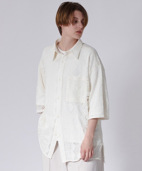 ONCILY（オンシェリー）の「JACQUARD LACE SHEER SHIRT