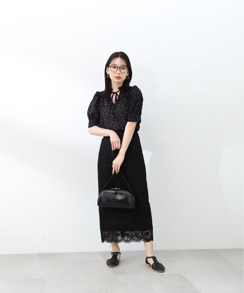 N.（N. Natural Beauty Basic）（エヌエヌナチュラルビューティーベーシック）の「◆フロントリボンドットブラウス（シャツ/ブラウス・レディース・ホワイト系その他/ブラック系その他・MEDIUM）」の9枚目の写真