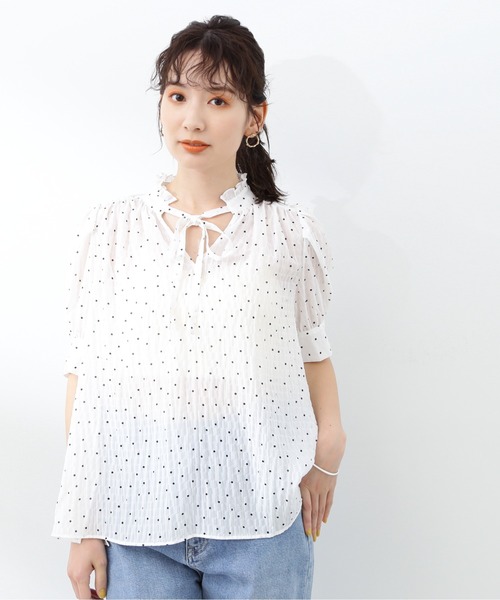 N.（N. Natural Beauty Basic）（エヌエヌナチュラルビューティーベーシック）の「◆フロントリボンドットブラウス（シャツ/ブラウス・レディース・ホワイト系その他/ブラック系その他・MEDIUM）」の14枚目の写真