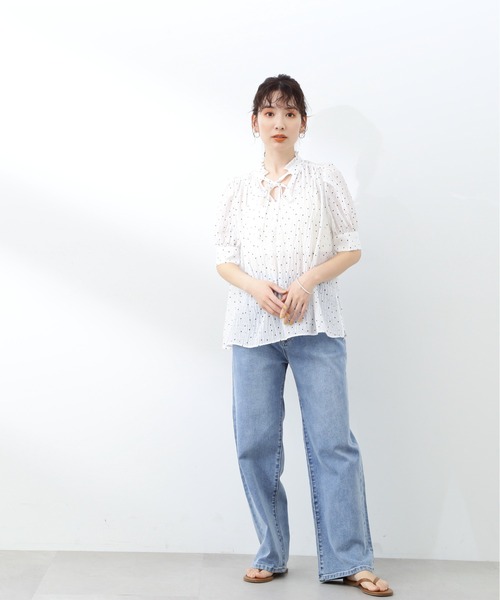 N.（N. Natural Beauty Basic）（エヌエヌナチュラルビューティーベーシック）の「◆フロントリボンドットブラウス（シャツ/ブラウス・レディース・ホワイト系その他/ブラック系その他・MEDIUM）」の10枚目の写真