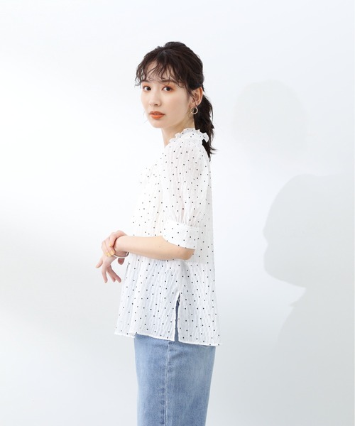 N.（N. Natural Beauty Basic）（エヌエヌナチュラルビューティーベーシック）の「◆フロントリボンドットブラウス（シャツ/ブラウス・レディース・ホワイト系その他/ブラック系その他・MEDIUM）」の18枚目の写真