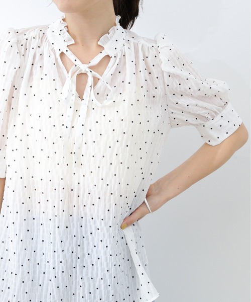 楽天市場】リボンボウタイドットブラウス NATURAL BEAUTY BASIC
