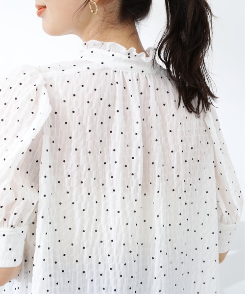 N.（N. Natural Beauty Basic）（エヌエヌナチュラルビューティーベーシック）の「◆フロントリボンドットブラウス（シャツ/ブラウス・レディース・ホワイト系その他/ブラック系その他・MEDIUM）」の13枚目の写真