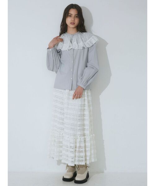 merry jenny（メリージェニー）の「flowerケープブラウス（シャツ/ブラウス・レディース・オフホワイト/ブルー/ブラック・FREE）」の14枚目の写真