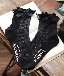 axes femme kawaii | 透かしレースアップ柄ソックス(ソックス/靴下)