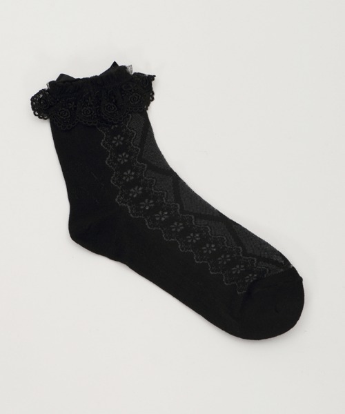 axes femme kawaii(アクシーズファムカワイイ)の「透かしレースアップ柄ソックス(ソックス/靴下・レディース・ワイン/ブラック/ホワイト/ベージュ・FREE)」の17枚目の写真