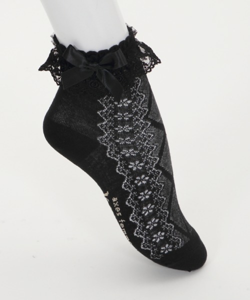 axes femme kawaii(アクシーズファムカワイイ)の「透かしレースアップ柄ソックス(ソックス/靴下・レディース・ワイン/ブラック/ホワイト/ベージュ・FREE)」の12枚目の写真