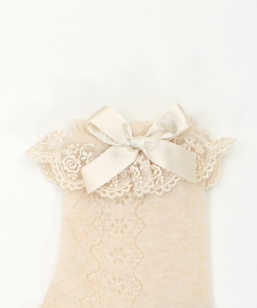 axes femme kawaii(アクシーズファムカワイイ)の「透かしレースアップ柄ソックス(ソックス/靴下・レディース・ワイン/ブラック/ホワイト/ベージュ・FREE)」の8枚目の写真