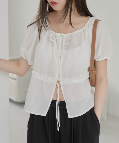 GIUNON（ジウノン）の「2way frill blouse/ 2wayフリルブラウス