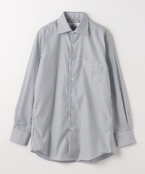 green label relaxing（グリーンレーベルリラクシング）の「コットン ロンドンストライプ スタンダード ワイドカラー ドレスシャツ -イージーアイロン-（ビジネスシャツ・メンズ・ネイビー/ライトグレー・38cm/40cm/43cm/39cm/41cm/42cm/37cm）」の7枚目の写真