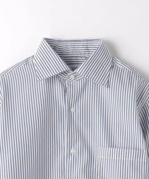 green label relaxing（グリーンレーベルリラクシング）の「コットン ロンドンストライプ スタンダード ワイドカラー ドレスシャツ -イージーアイロン-（ビジネスシャツ・メンズ・ネイビー/ライトグレー・38cm/40cm/43cm/39cm/41cm/42cm/37cm）」の9枚目の写真