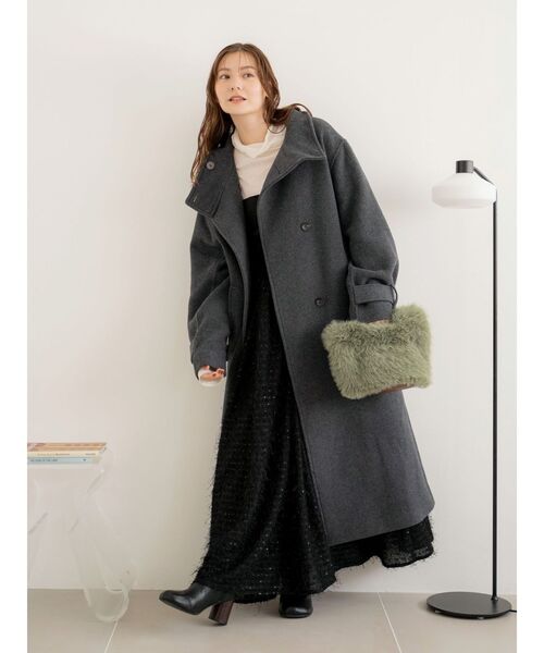 Ungrid(アングリッド)の「スタンドカラールーズコート(その他アウター・レディース・レッド/チャコールグレー/アイボリー・MEDIUM/SMALL)」の7枚目の写真