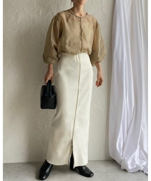 She's Closet（シーズクローゼット）の「前後2WAY ハイウエストニットタイトロングフロントジップスカート（スカート・レディース・チャコールグレー/アイボリー/ブラック/レッド/ブルー/グレイッシュベージュ/ライトグレー/ネイビー/ブラウン・FREE）」の22枚目の写真