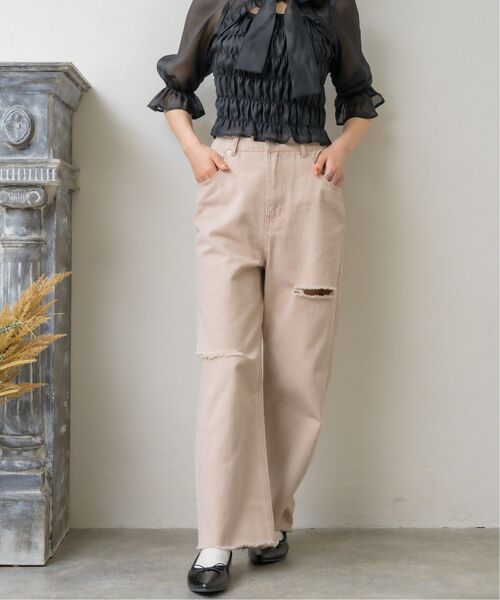 ems excite（エムズエキサイト）の「ダメージデニムPT（デニムパンツ・レディース・ブラック/ライトブルー/ピンク・FREE）」の15枚目の写真