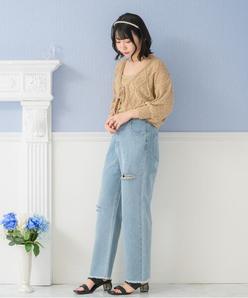 ems excite（エムズエキサイト）の「ダメージデニムPT（デニムパンツ・レディース・ブラック/ライトブルー/ピンク・FREE）」の20枚目の写真