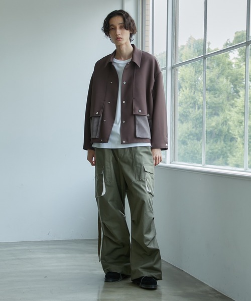 PUBLIC TOKYO(パブリックトウキョウ)の「ステッチコンビブルゾン(ブルゾン・メンズ・ブラウン/ダークグレー・1/2)」の15枚目の写真