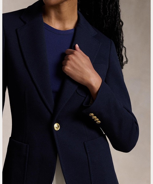 週末セールPolo Ralph Laurenロゴクレスト ニットブレザーネイビー ロゴクレスト ニット ブレザー（その他アウター）｜POLO RALPH LAUREN