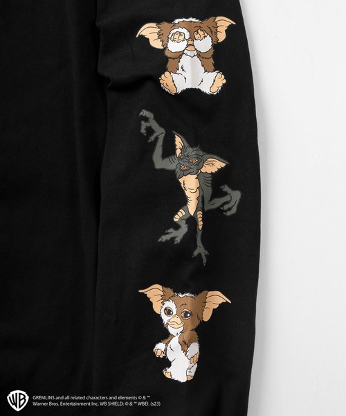 make a ray!(メイク ア レイ!)の「【GREMLINS/グレムリン】ワンポイントロゴデザイン&ギズモイラスト スリーブプリント ロングスリーブTシャツ/ロンT(Tシャツ/カットソー・メンズ・ブラック/ラベンダー/イエロー/ホワイト・M/L/XL)」の10枚目の写真