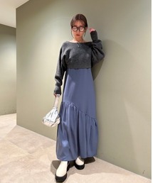 【emmi atelier】クロスニットセットワンピース